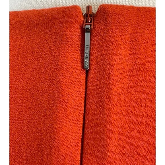 HUGO BOSS Sleeveless Round Neck Paneled Stretch Wool Orange Stretch Wool Dress 6 - Picture 6 of 9